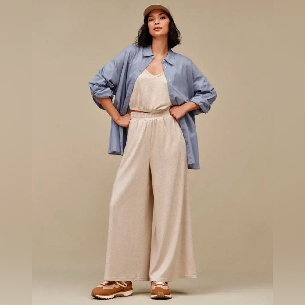 UGG Holsey Loungepant Wide Leg Oatmeal NWT L MSRP $78